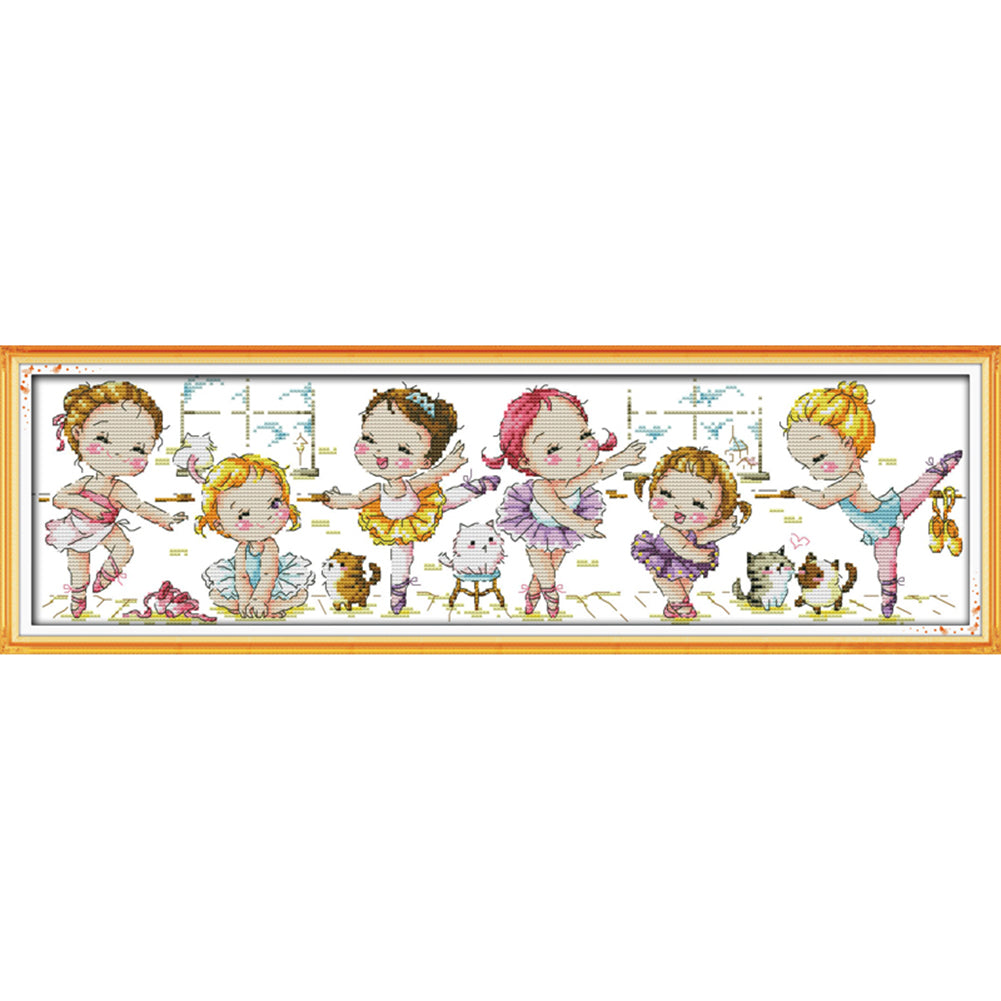 Ballet School - 14CT Stamped Cross Stitch 55x17CM - Joy Sunday