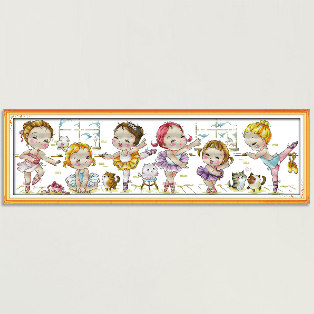 Ballet School - 14CT Stamped Cross Stitch 55x17CM - Joy Sunday