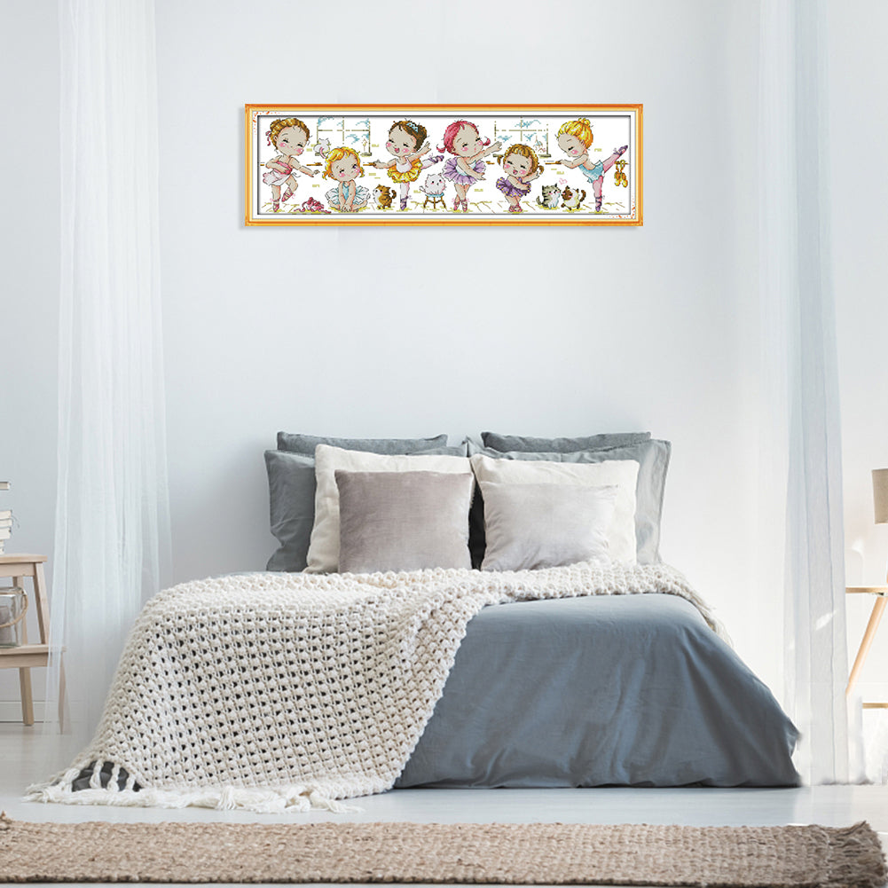 Ballet School - 14CT Stamped Cross Stitch 55x17CM - Joy Sunday