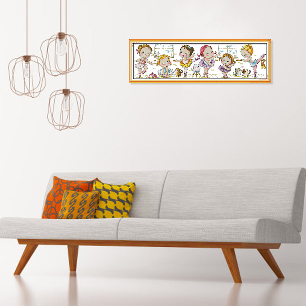 Ballet School - 14CT Stamped Cross Stitch 55x17CM - Joy Sunday