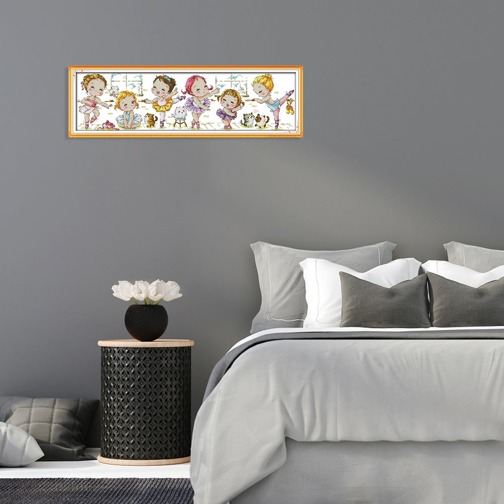 Ballet School - 14CT Stamped Cross Stitch 55x17CM - Joy Sunday