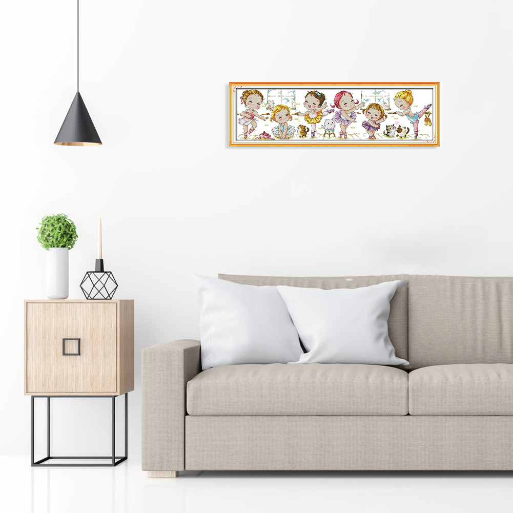 Ballet School - 14CT Stamped Cross Stitch 55x17CM - Joy Sunday