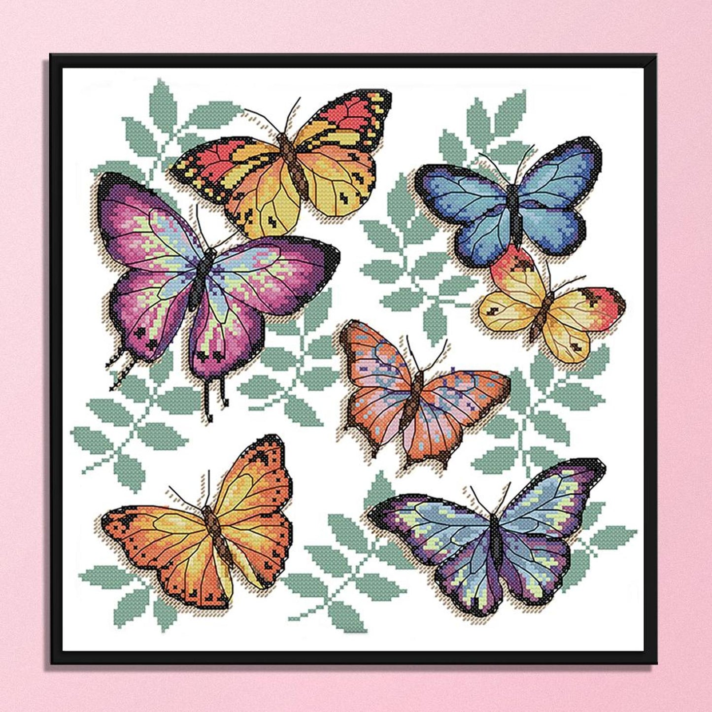 Colorful Butterflies - 14CT Stamped Cross Stitch 34x33CM - Joy Sunday