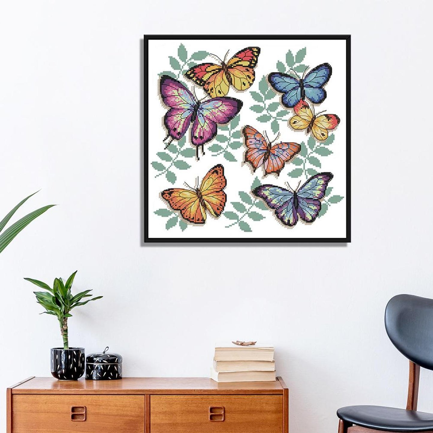 Colorful Butterflies - 14CT Stamped Cross Stitch 34x33CM - Joy Sunday
