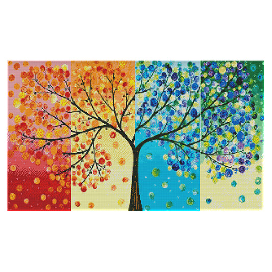 Four Seasons Fortune Tree - 14CT Stamped Cross Stitch 64x41CM - Joy Sunday