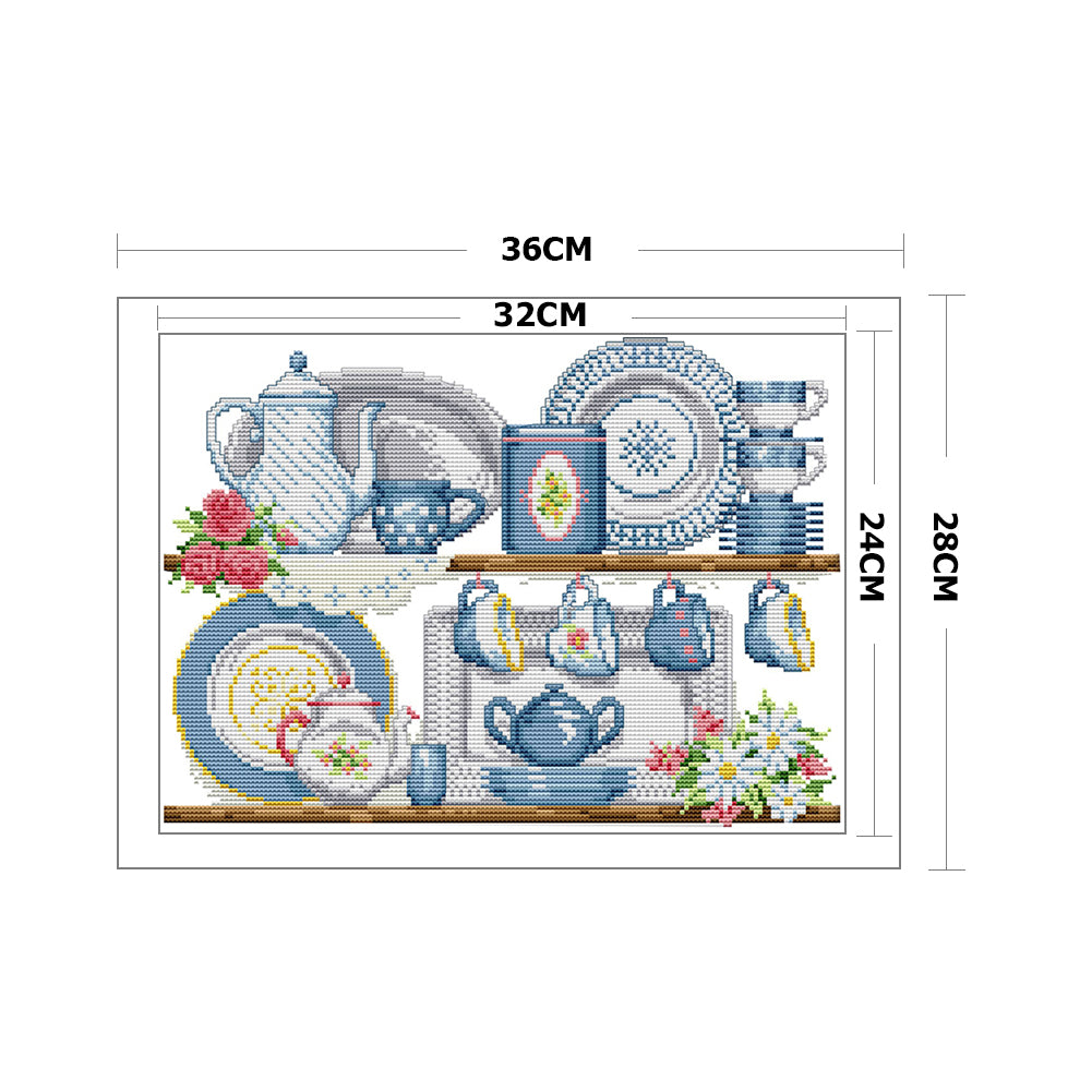 Porcelain - 14CT Stamped Cross Stitch 36x28CM - Joy Sunday