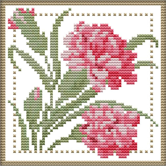 Month Flower - January - 14CT Stamped Cross Stitch 17x17CM - Joy Sunday