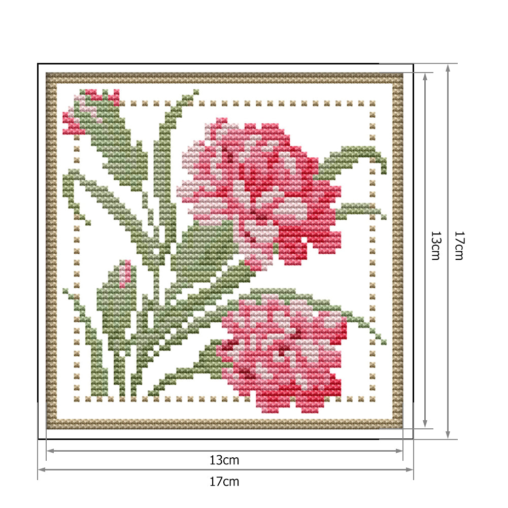 Month Flower - January - 14CT Stamped Cross Stitch 17x17CM - Joy Sunday