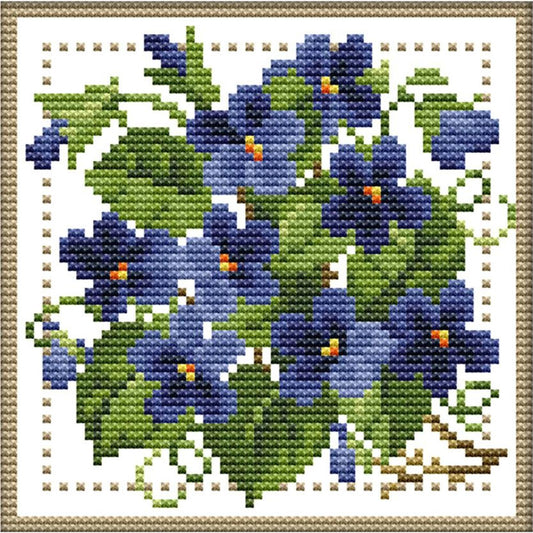 Month Flower - February - 14CT Stamped Cross Stitch 17x17CM - Joy Sunday