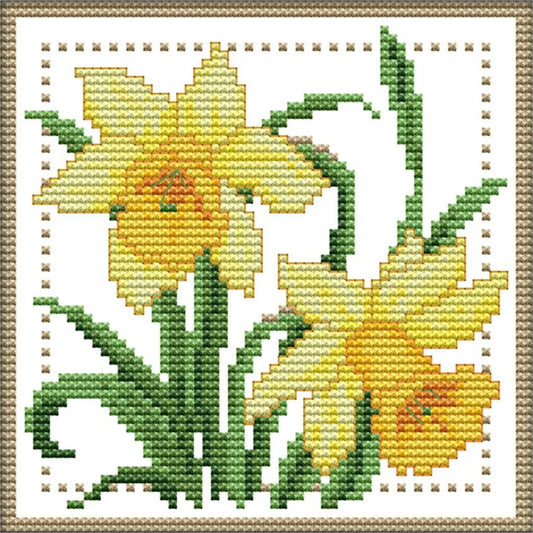 Month Flower - March - 14CT Stamped Cross Stitch 17x17CM - Joy Sunday