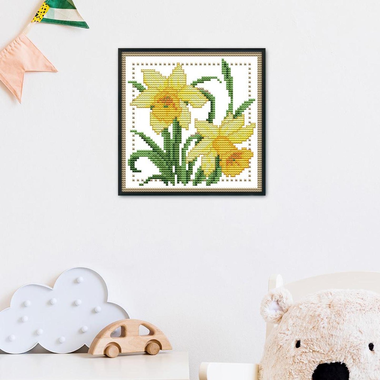 Month Flower - March - 14CT Stamped Cross Stitch 17x17CM - Joy Sunday