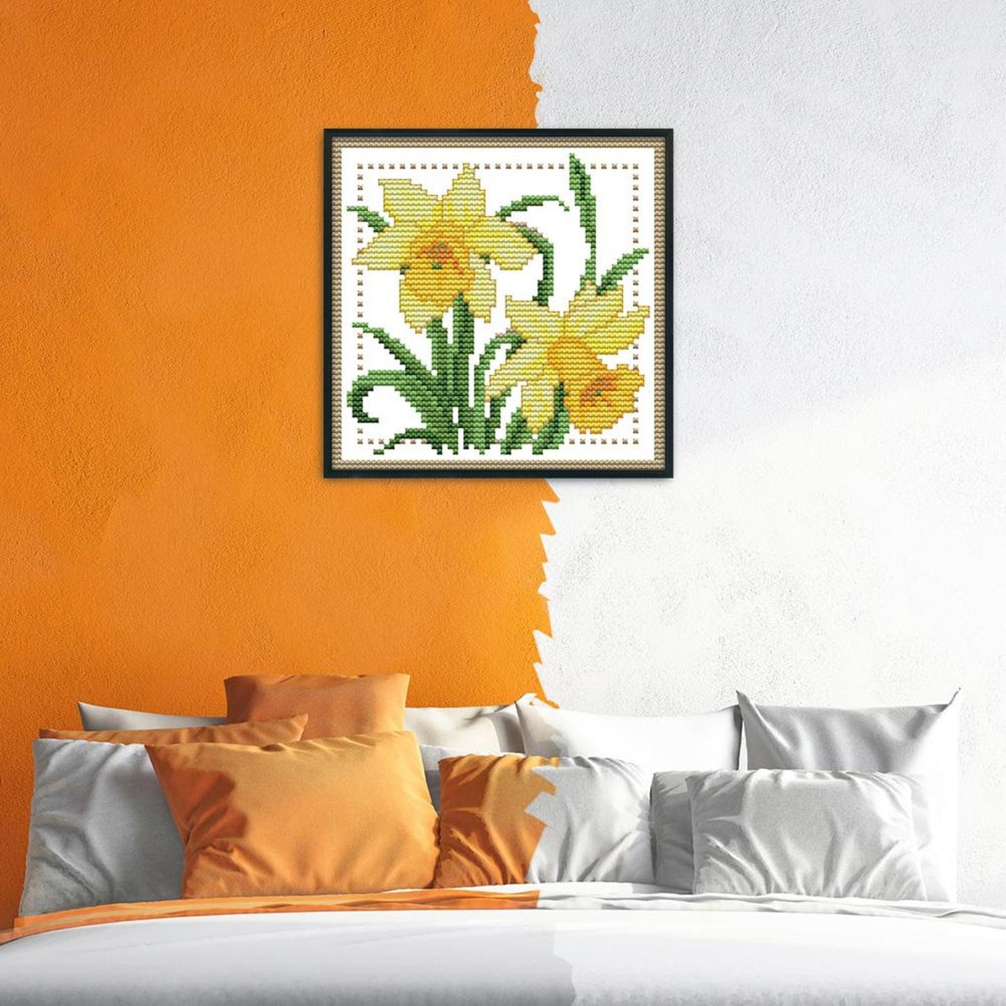 Month Flower - March - 14CT Stamped Cross Stitch 17x17CM - Joy Sunday