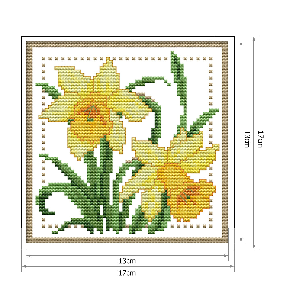 Month Flower - March - 14CT Stamped Cross Stitch 17x17CM - Joy Sunday