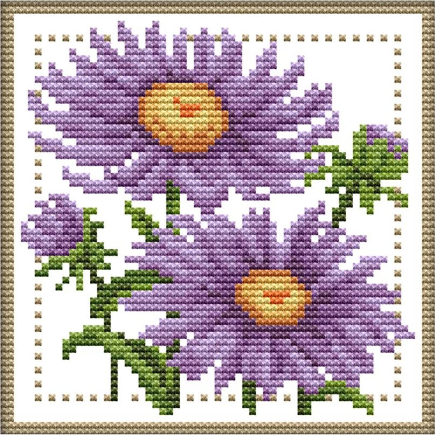 Month Flower - September - 14CT Stamped Cross Stitch 17x17CM - Joy Sunday