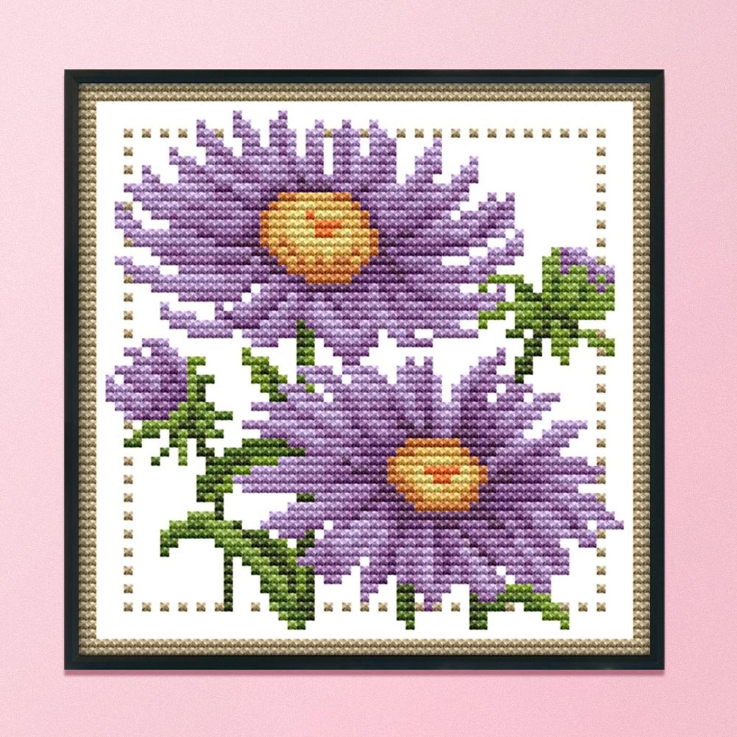 Month Flower - September - 14CT Stamped Cross Stitch 17x17CM - Joy Sunday