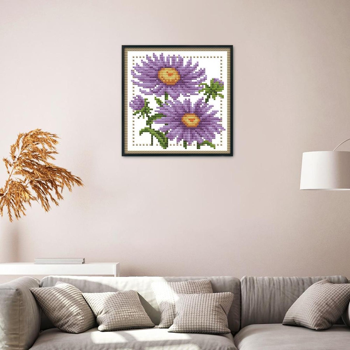 Month Flower - September - 14CT Stamped Cross Stitch 17x17CM - Joy Sunday