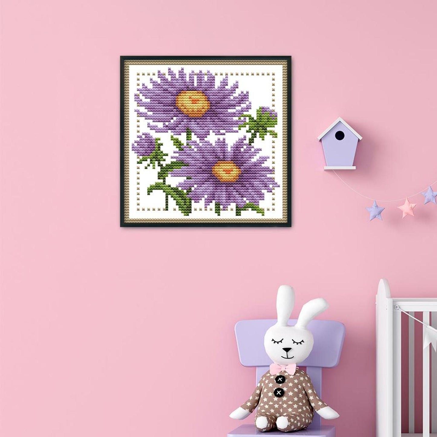Month Flower - September - 14CT Stamped Cross Stitch 17x17CM - Joy Sunday