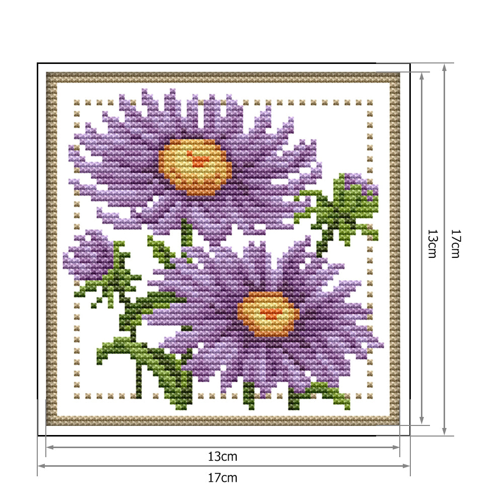 Month Flower - September - 14CT Stamped Cross Stitch 17x17CM - Joy Sunday
