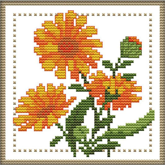 Month Flower - October - 14CT Stamped Cross Stitch 17x17CM - Joy Sunday