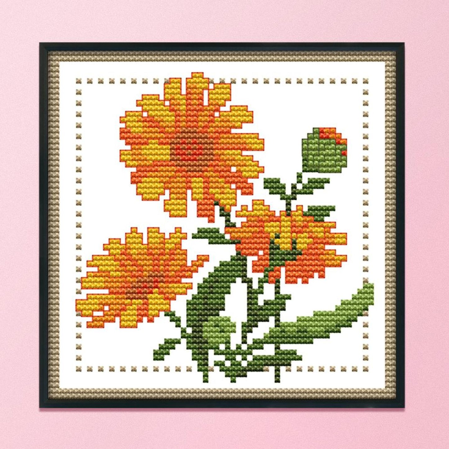 Month Flower - October - 14CT Stamped Cross Stitch 17x17CM - Joy Sunday