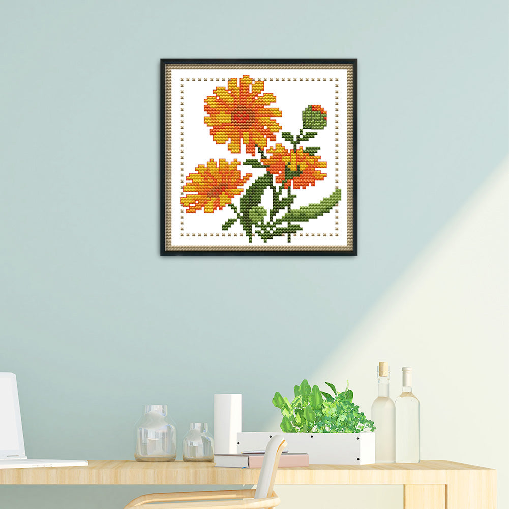 Month Flower - October - 14CT Stamped Cross Stitch 17x17CM - Joy Sunday
