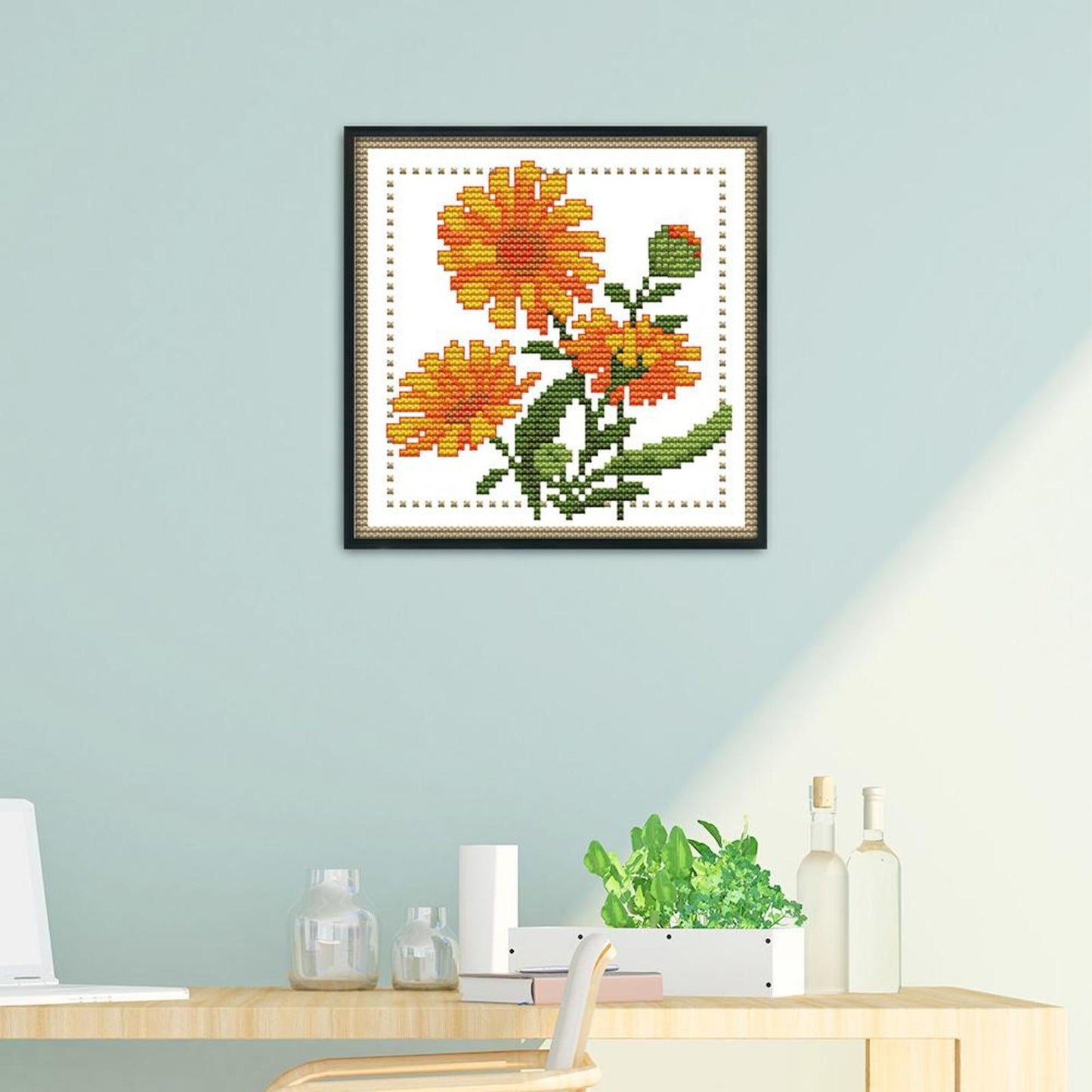 Month Flower - October - 14CT Stamped Cross Stitch 17x17CM - Joy Sunday