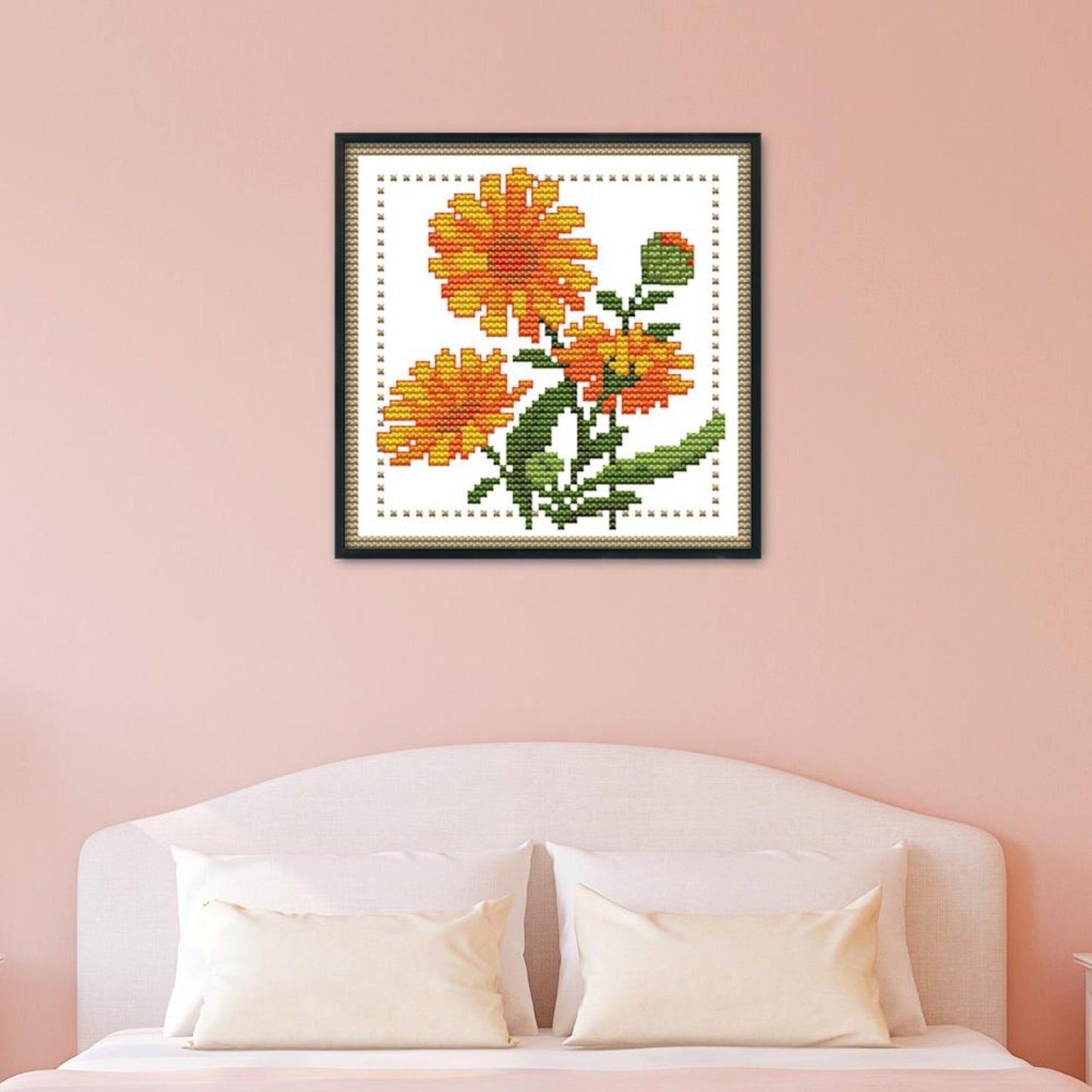 Month Flower - October - 14CT Stamped Cross Stitch 17x17CM - Joy Sunday