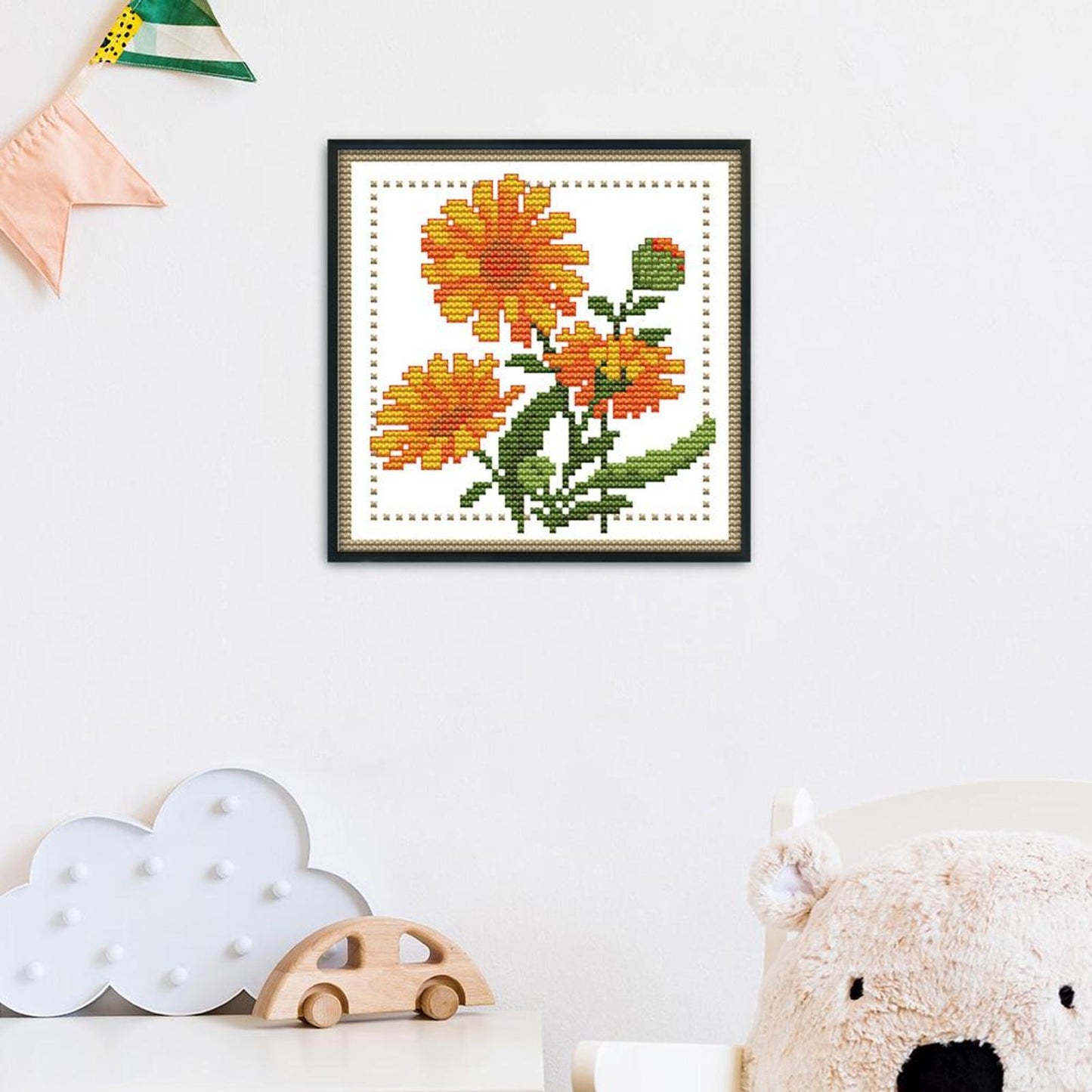 Month Flower - October - 14CT Stamped Cross Stitch 17x17CM - Joy Sunday