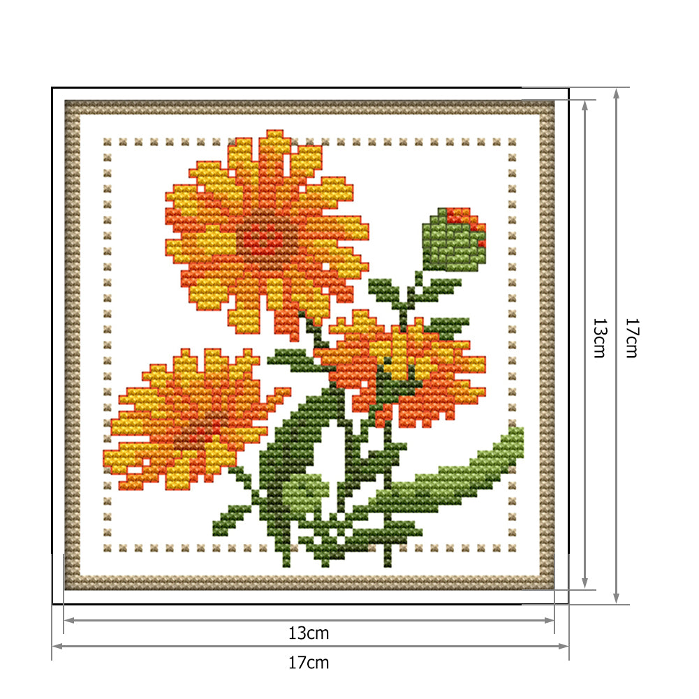Month Flower - October - 14CT Stamped Cross Stitch 17x17CM - Joy Sunday