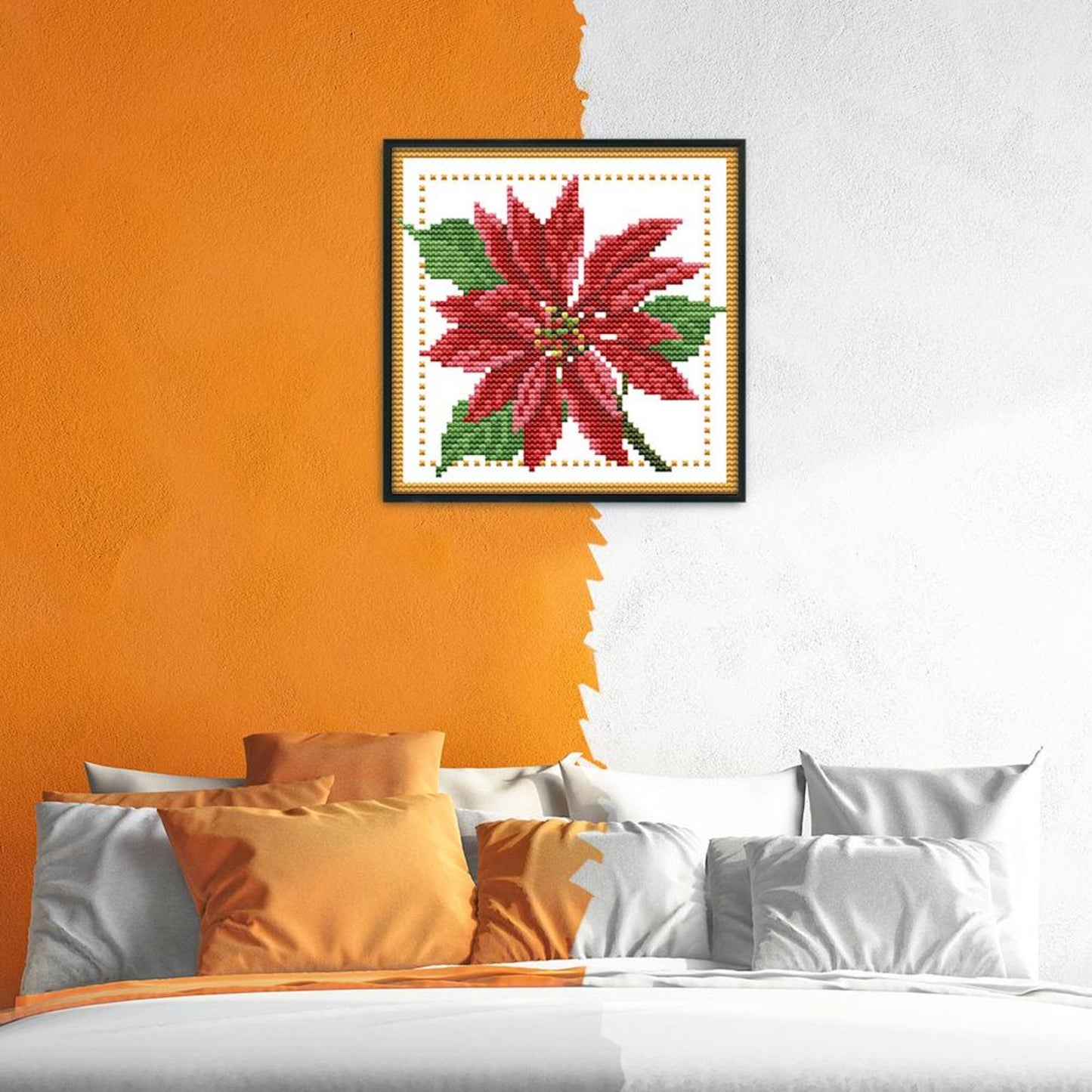 Month Flower - December - 14CT Stamped Cross Stitch 17x17CM - Joy Sunday