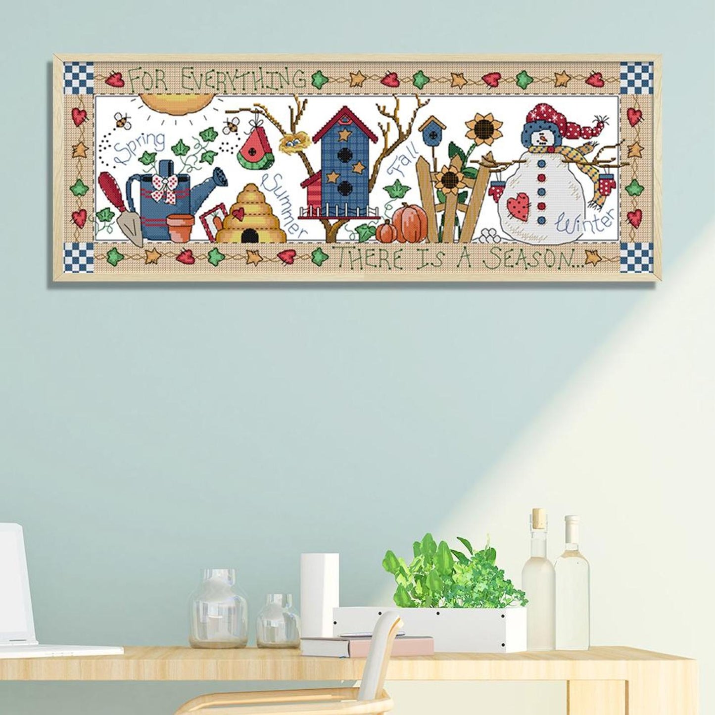 Colorful Four Seasons - 14CT Stamped Cross Stitch 54x22CN - Joy Sunday
