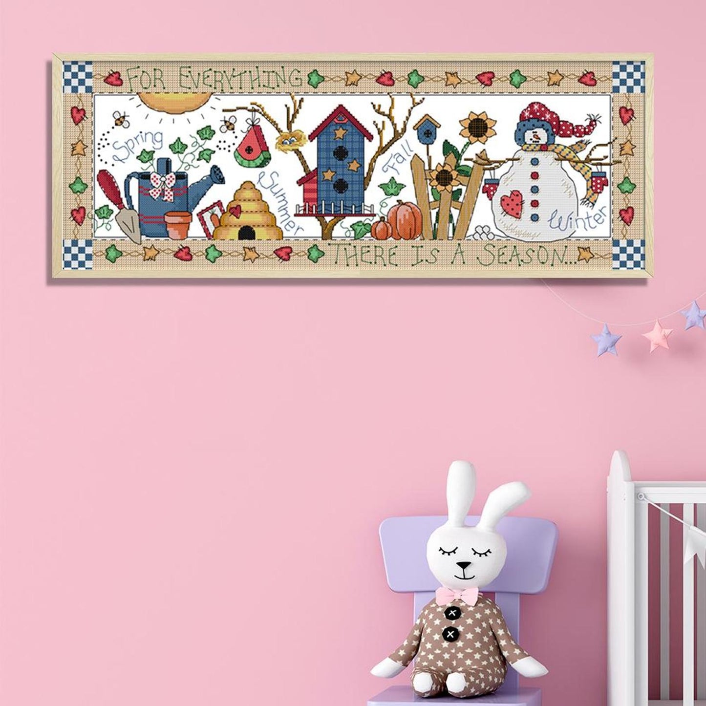 Colorful Four Seasons - 14CT Stamped Cross Stitch 54x22CN - Joy Sunday