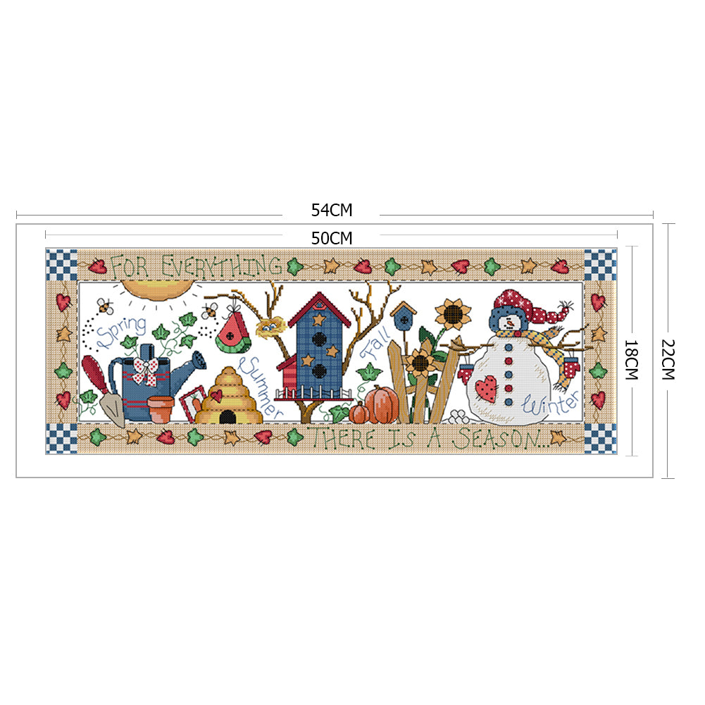 Colorful Four Seasons - 14CT Stamped Cross Stitch 54x22CN - Joy Sunday