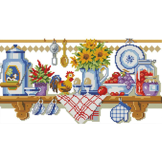 Kitchen Corner - 14CT Stamped Cross Stitch 40x22CM - Joy Sunday