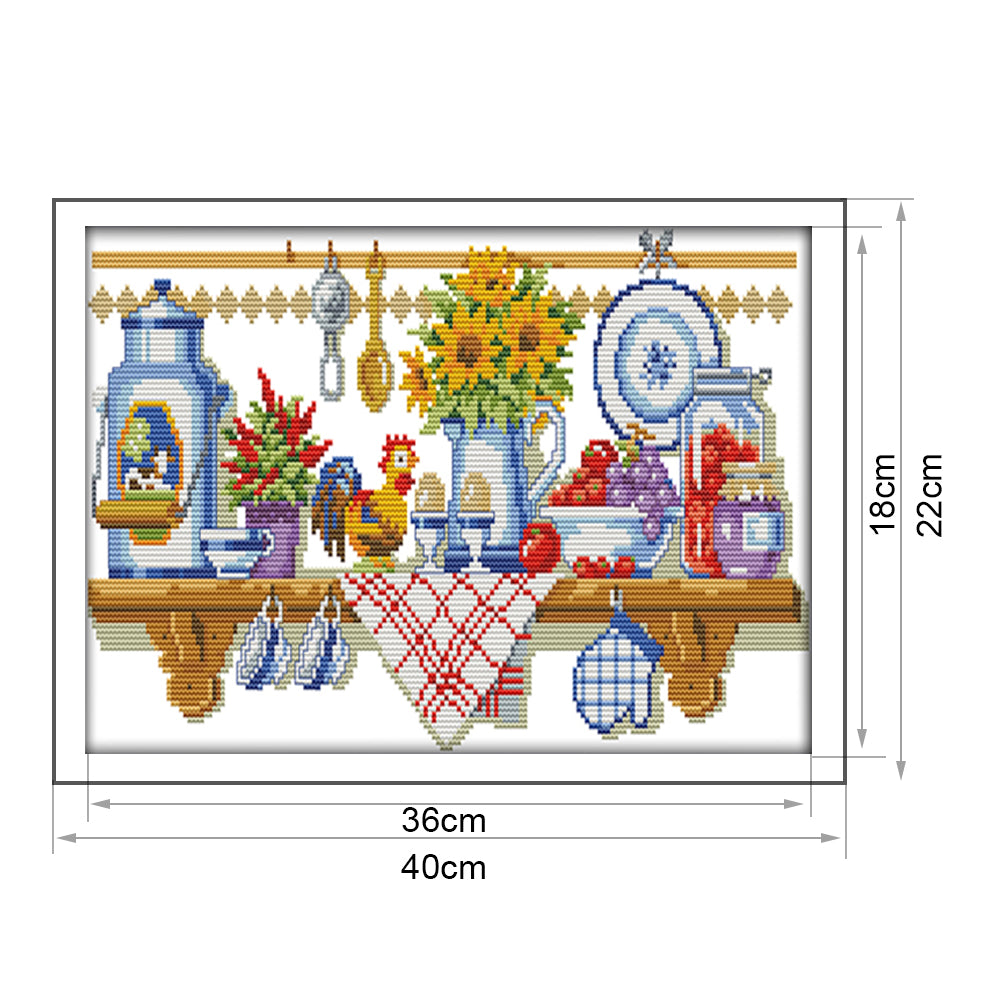 Kitchen Corner - 14CT Stamped Cross Stitch 40x22CM - Joy Sunday
