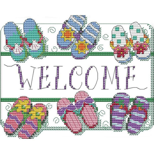 Welcome Sign - 14CT Stamped Cross Stitch 21x18CM - Joy Sunday