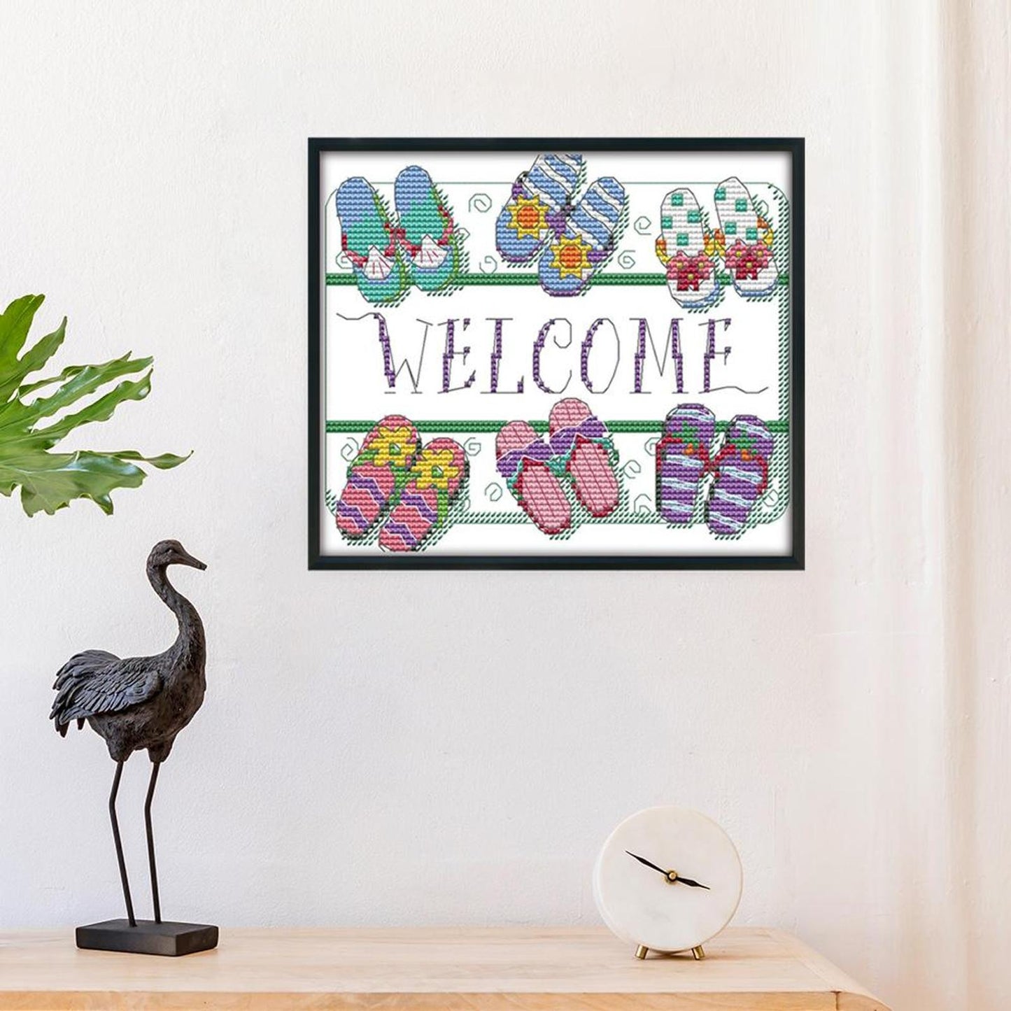 Welcome Sign - 14CT Stamped Cross Stitch 21x18CM - Joy Sunday