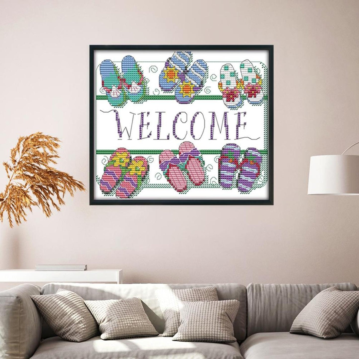 Welcome Sign - 14CT Stamped Cross Stitch 21x18CM - Joy Sunday