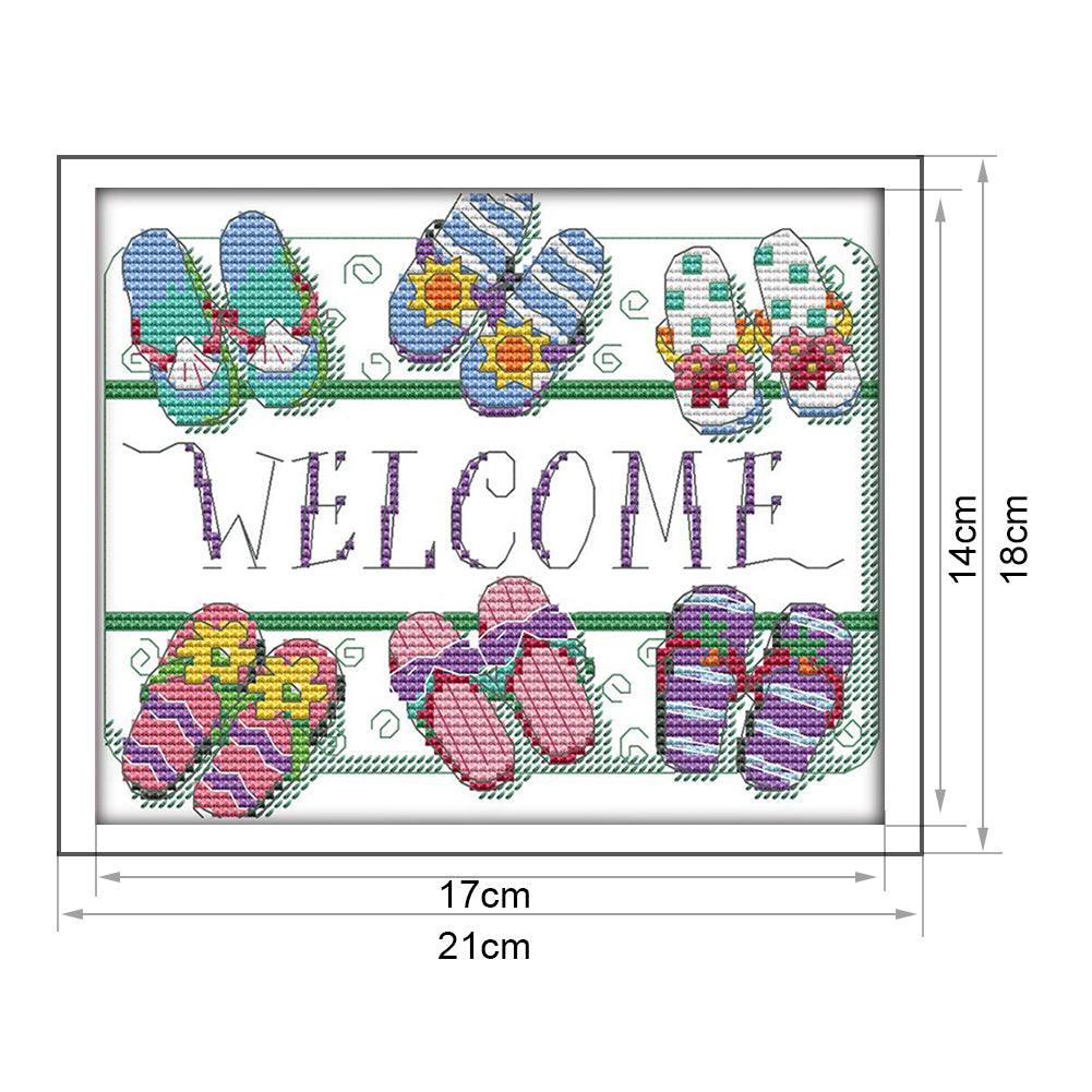 Welcome Sign - 14CT Stamped Cross Stitch 21x18CM - Joy Sunday