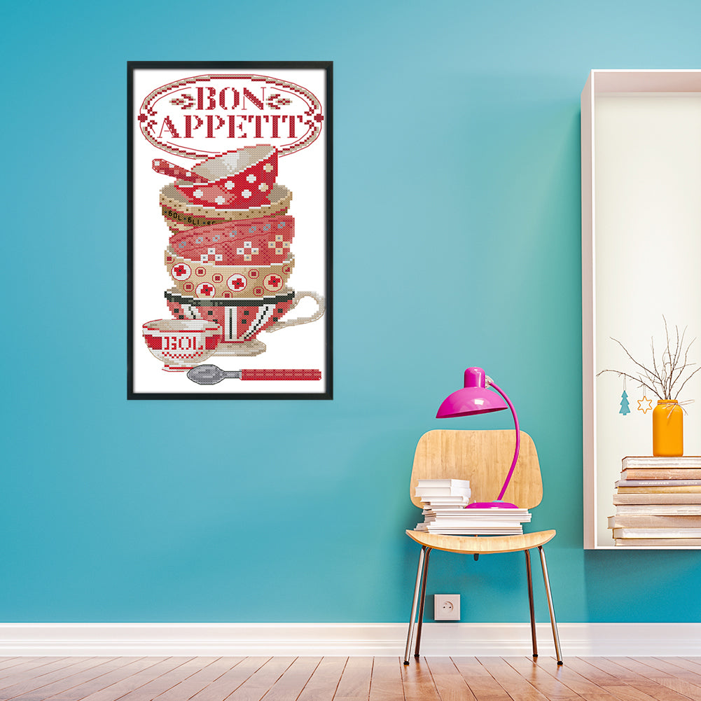 Coffee Cup Ii - 14CT Stamped Cross Stitch 19x34CM - Joy Sunday