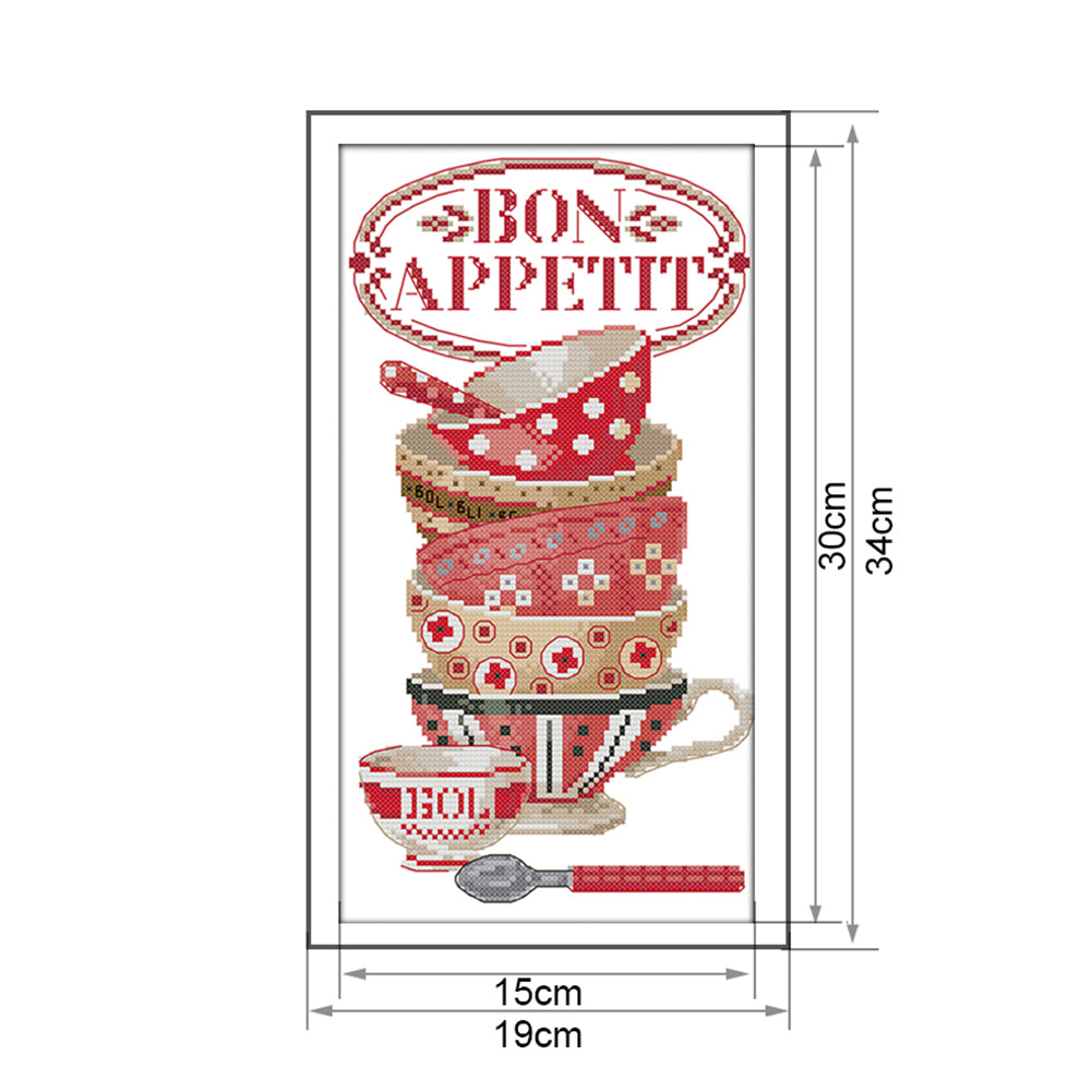 Coffee Cup Ii - 14CT Stamped Cross Stitch 19x34CM - Joy Sunday