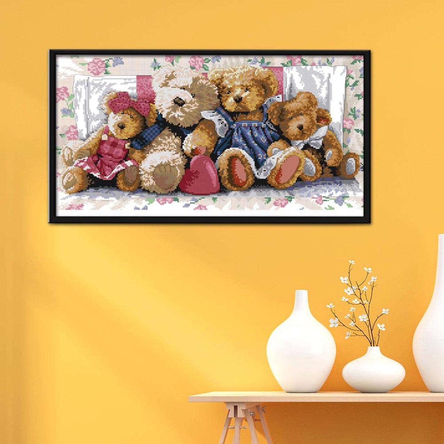 Bear Family - 14CT Stamped Cross Stitch 54x31CM - Joy Sunday