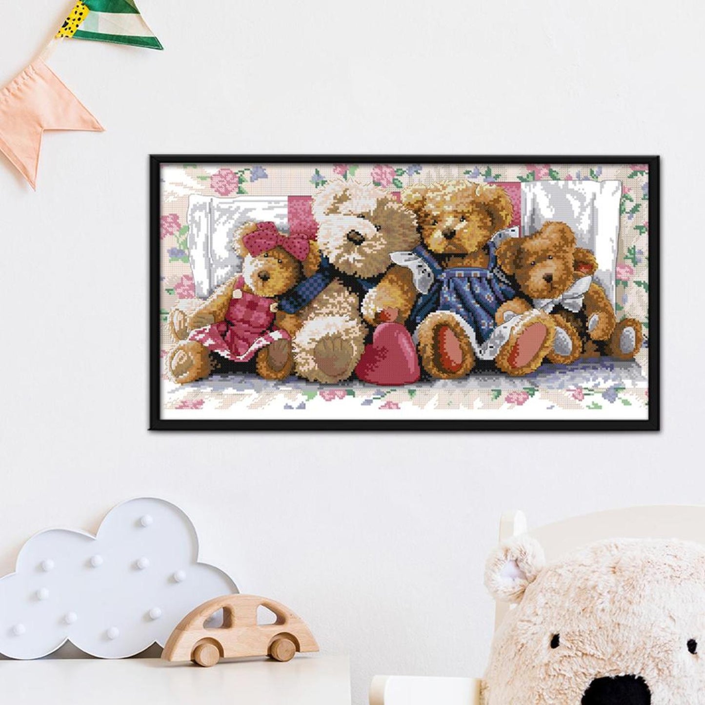 Bear Family - 14CT Stamped Cross Stitch 54x31CM - Joy Sunday