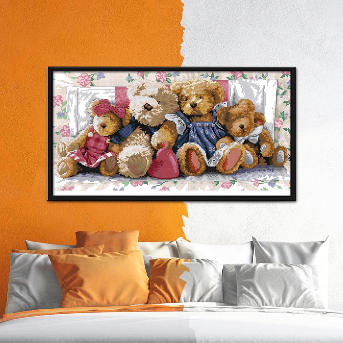 Bear Family - 14CT Stamped Cross Stitch 54x31CM - Joy Sunday