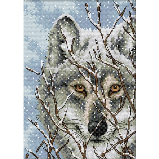 Wolf - 14CT Stamped Cross Stitch 21x30CM - Joy Sunday