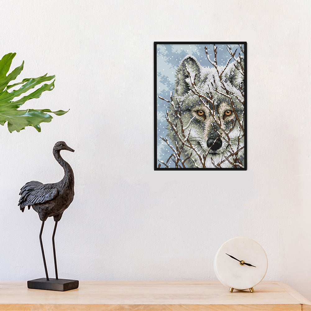 Wolf - 14CT Stamped Cross Stitch 21x30CM - Joy Sunday