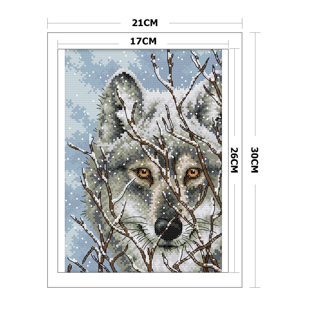 Wolf - 14CT Stamped Cross Stitch 21x30CM - Joy Sunday