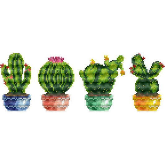 Cactus - 14CT Stamped Cross Stitch 36x16CN - Joy Sunday