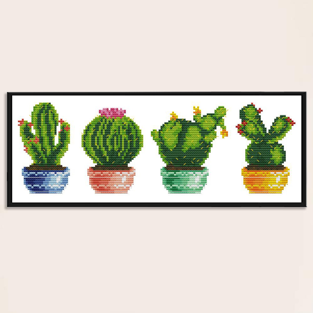 Cactus - 14CT Stamped Cross Stitch 36x16CN - Joy Sunday