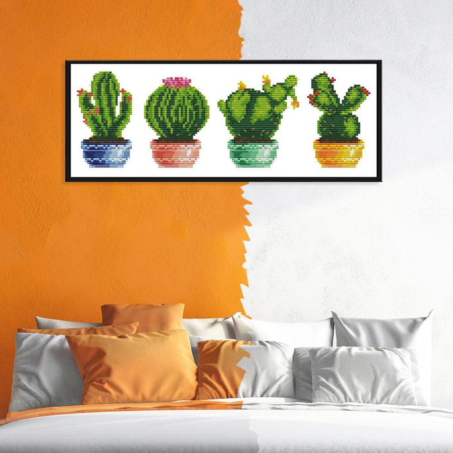Cactus - 14CT Stamped Cross Stitch 36x16CN - Joy Sunday